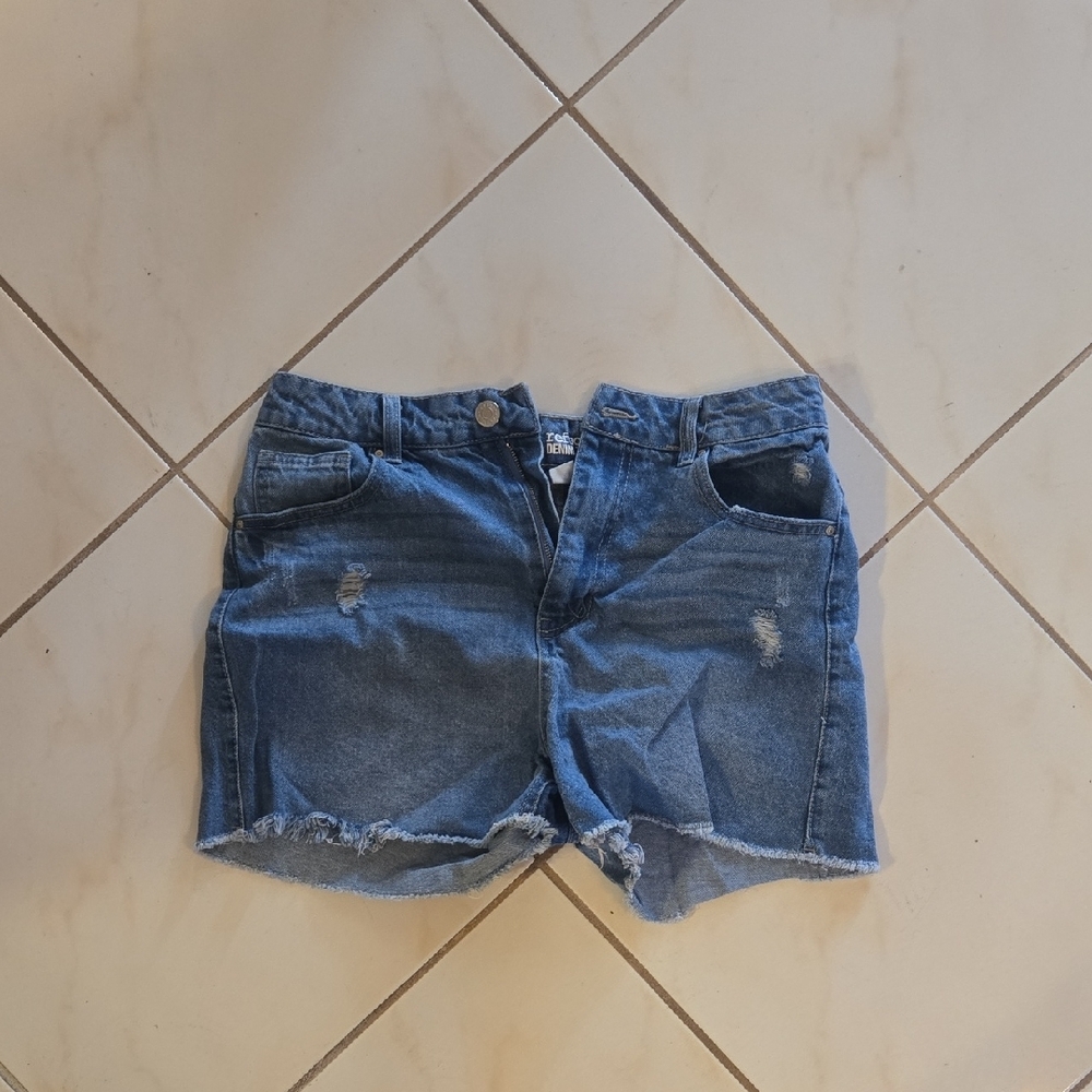 Refuge Blue Jean Shorts Distressed
